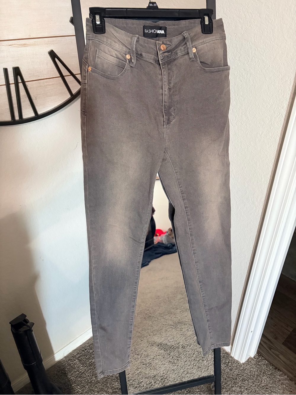 Fashion Nova Men's Washed Gray Slim Jeans